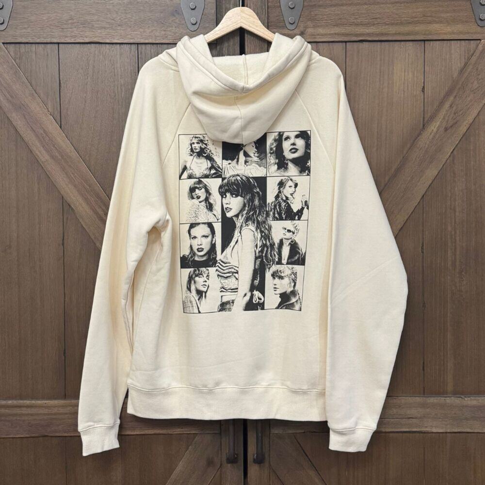 RARE Taylor Swift Eras Tour Beige Hoodie Black Graphic sz Medium Venue Exclusive